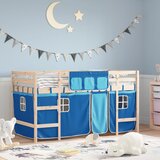  Dječji krevet na kat i zavjese plavi 80 x 200 cm borovina | shoptok.hr