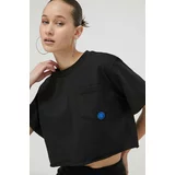 Hugo Blue Bombažna kratka majica ženski, črna barva