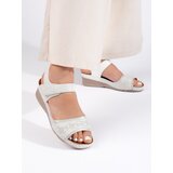 Shelvt White women's Velcro sandals | Shoptok.si