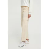 Adidas Pamučne hlače boja: bež, ravni kroj, visoki struk, IU2695