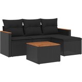 Maison Chic Seti vrtnega pohištva - Vrtna garnitura - Vrtni pohištvo set 5-delna z blazinami črn poli ratan, (21816252) | Shoptok.si