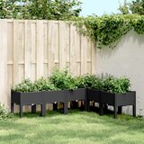 vidaXL Cvetlično korito z nogami črno 160x120x42 cm PP Cene