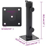  Baza suncobrana za stup Ø 38/48 mm mat crna čelična | shoptok.hr