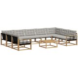vidaXL Zunanja garnitura za sedenje 10 pcs Bela in svetlo siva, (5000280453) | Shoptok.si