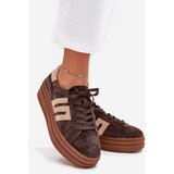 Boto Women's Platform Sneakers Made Of Natural Suede Chocolate Eldira | Eponuda.ba