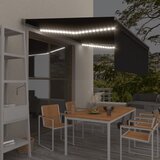vidaXL avtomatska tenda s senčilom led + senzor 4x3 m antracitna | Shoptok.si
