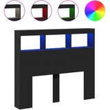 Ormarić za uzglavlje s LED svjetlima crni 120 x 17 x 102 cm | shoptok.hr