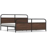 Maison Chic Kovinski Posteljni okvir - Dvoposteljna postelja - Zakonska postelja brez vzmetnice rjavi hrast 183x213 cm, (21694033) | Shoptok.si