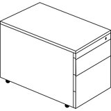 mauser Predalnik s kolesi, V x G 570 x 600 mm, 1 predal za material, 1 predal za obešalne mape, čista bela / aluminijasto siva / bela | Shoptok.si