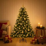  Umjetno božićno drvce s kuglicom 150 cm 150 LED lampica - Zelena 150 cm s LED žaruljama i zlatnim kuglicama | shoptok.hr