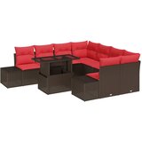  Sjedeća garnitura za vrt 9 kom. 8-Broj sjedala Smeđa i crvena | shoptok.hr