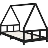  Okvir za dječji krevet crni 90 x 200 cm od masivne borovine | shoptok.hr