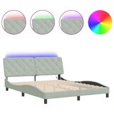 Maison Chic Posteljni okvir - Dvoposteljna postelja - Zakonska postelja z LED lučkami svetlo siv 160x200 cm žamet, (21697335) | Shoptok.si
