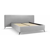 Milo Casa Sivi tapecirani bračni krevet s prostorom za pohranu s podnicom 140x200 cm Walter –