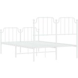 vidaXL Kovinski posteljni okvir z vzglavjem in vznožjem bel 120x200 cm | Shoptok.si