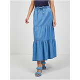 Orsay Blue denim maxi skirt with ruffles - Women Cene