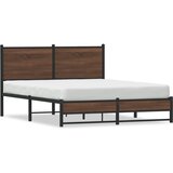  Metalni okvir kreveta bez madraca smeđa boja hrasta 137x190 cm | shoptok.hr