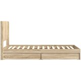  Krevetna konstrukcija s pohranom i uzglavljem Hrast sonoma Smeđa 75 x 190 cm | Shoptok.si