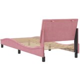  Okvir za krevet s uzglavljem ružičasti 90x190 cm baršunasti | shoptok.hr