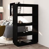 The Living Store Knjižna omara za razdelitev prostora črna 80x35x135 cm borovina - Knjižna Omara, (21437044) | Shoptok.si