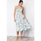 Trendyol Multi Color Floral Waist Opening Elastic Detailed Strap Woven Dress