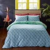 Matthew Williamson Zelena/modra podaljšana posteljnina za zakonsko posteljo iz bombažnega satena 230x220 cm Paradise Parrot – | Shoptok.si