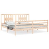 The Living Store Posteljni okvir z vzglavjem 200x200 cm trden les - Posteljni Okvir, (21531569) | Shoptok.si