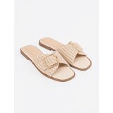 GOODIN Beige and white checkered flip-flops with buckle | Shoptok.si
