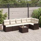  Sjedeća garnitura za vrt 6 kom. Bež poliratan 297,5 x 132,5 x 69 cm | shoptok.hr