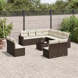  12-dijelni set vrtnih sofa od poliratana s jastucima smeđi | shoptok.hr