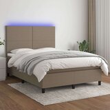  Box spring postelja z vzmetnico LED taupe 140x200 cm blago, (20895981) Cene