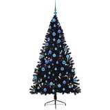 vidaXL Umjetna preddekorirana božićna jelka Črna 180 cm PVC | Shoptok.si