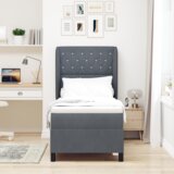 vidaXL Box Spring Krevet s Madracem Tamno Sivi 80x200 cm Baršun | shoptok.hr