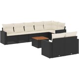  9-dijelni set vrtnih sofa s jastucima crni od poliratana | shoptok.hr