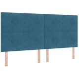 Box spring krevet s LED trakama Plava 200 x 200 cm Baršun - Tamno plava 200 x 200 cm Prošiveno gumbima | shoptok.hr