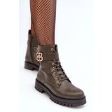 Boto Women's Zip-up Work Boots with Dark Green Decoration Ciossava | shoptok.hr