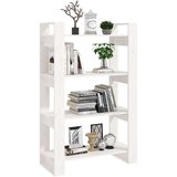 vidaXL knjižna omara/pregrada bela 80x35x125 cm trdna borovina | Shoptok.si