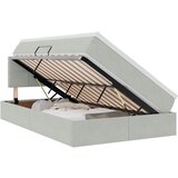 vidaXL Krevet s prostorom za pohranu s LED-om Svijetlo siva Baršun - Svjetlosiva 120 x 190 cm Blok sa kvadratićima | shoptok.hr