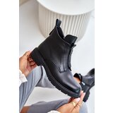 EVENTO Leather ankle boots with flat heel insulated black Komisa | Eponuda.ba