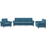 vidaXL Sedežna garnitura 3-delna z blazinami moder žamet, (20924585) | Shoptok.si