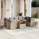 Maison Chic Seti vrtnega pohištva - Vrtna garnitura - Vrtni pohištvo set 10-delna z blazinami bež poli ratan, (21811708) | Shoptok.si