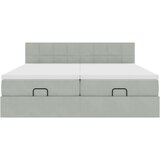 vidaXL Otomanski posteljni okvir z vzmetnicami siv 200x200cm žamet | Shoptok.si