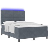 vidaXL Krevet s uzglavljem i madracem &amp LED Tamno siva 160x200 cm Baršun | shoptok.hr