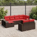  10-dijelni set vrtnih sofa od poliratana s jastucima smeđi | shoptok.hr