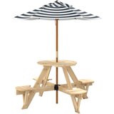  Stol za piknik za 4 djece sa suncobranom okrugli od jelovine | shoptok.hr