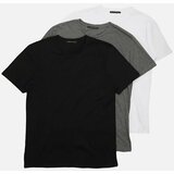 Trendyol Multicolor Men's Basic Slim Fit 100% Cotton 3-Pack Crew Neck Short Sleeve T-Shirt Cene