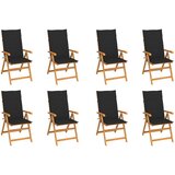 The Living Store Nastavljivi vrtni stoli z blazinami 8 kosov trdna tikovina - Vrtni Stol, (21481715) | Shoptok.si