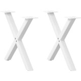 Furnova Noge kavne mize v obliki črke X 2 kosa Bela 60x(42-43) cm Jeklo, (21914155) Cene