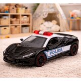  Sportski automobil Policijski automobil s motoriziranim metalnim navlakom za povlačenje Crni 1:43 | shoptok.hr