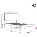  Krevetni okvir s tapiciranim uzglavljem - Bijelo prana i svijetlosiva 75 x 190 cm | shoptok.hr